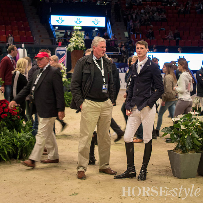 German rider Daniel Deusser, WCF 2014 champion, planning his ride  during the course walk for the Speed Round